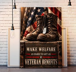 Make Welfare As Hard to Get As Veteran Benefits Wall Art, Gift for Veteran Canvas - Canvas-3