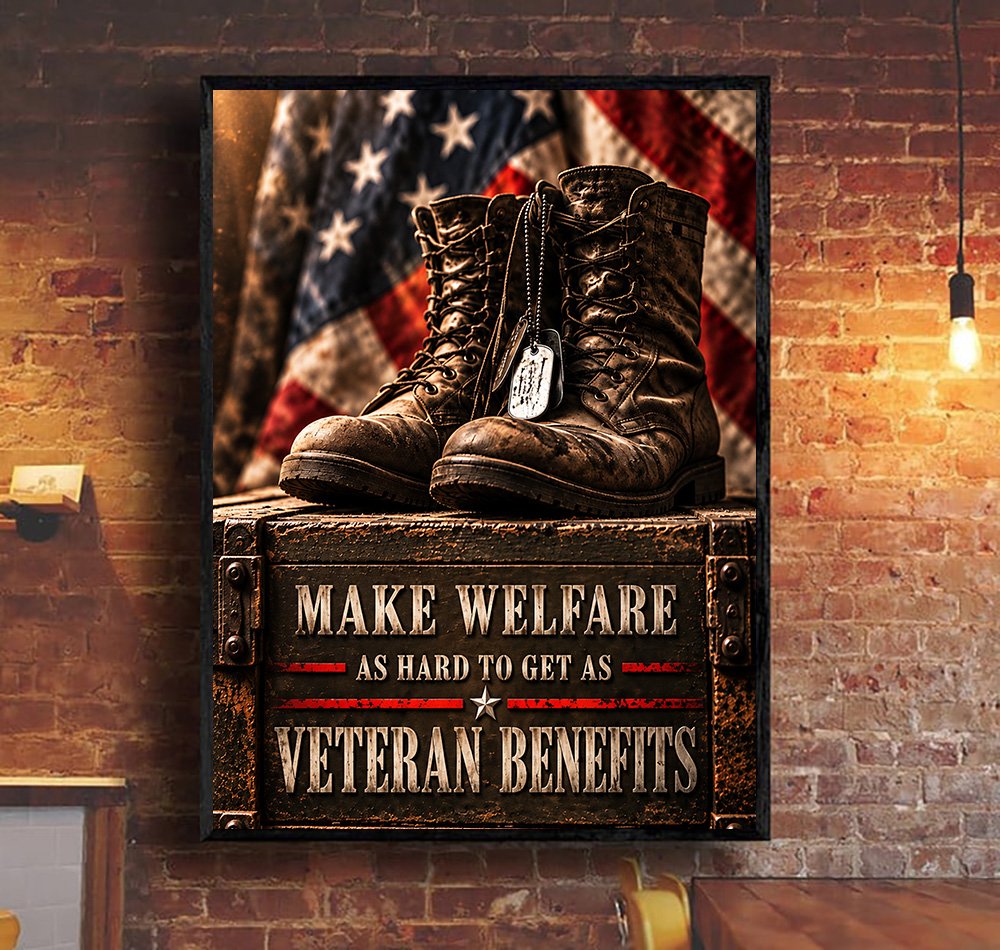 Make Welfare As Hard to Get As Veteran Benefits Wall Art, Gift for Veteran Canvas - Canvas-1