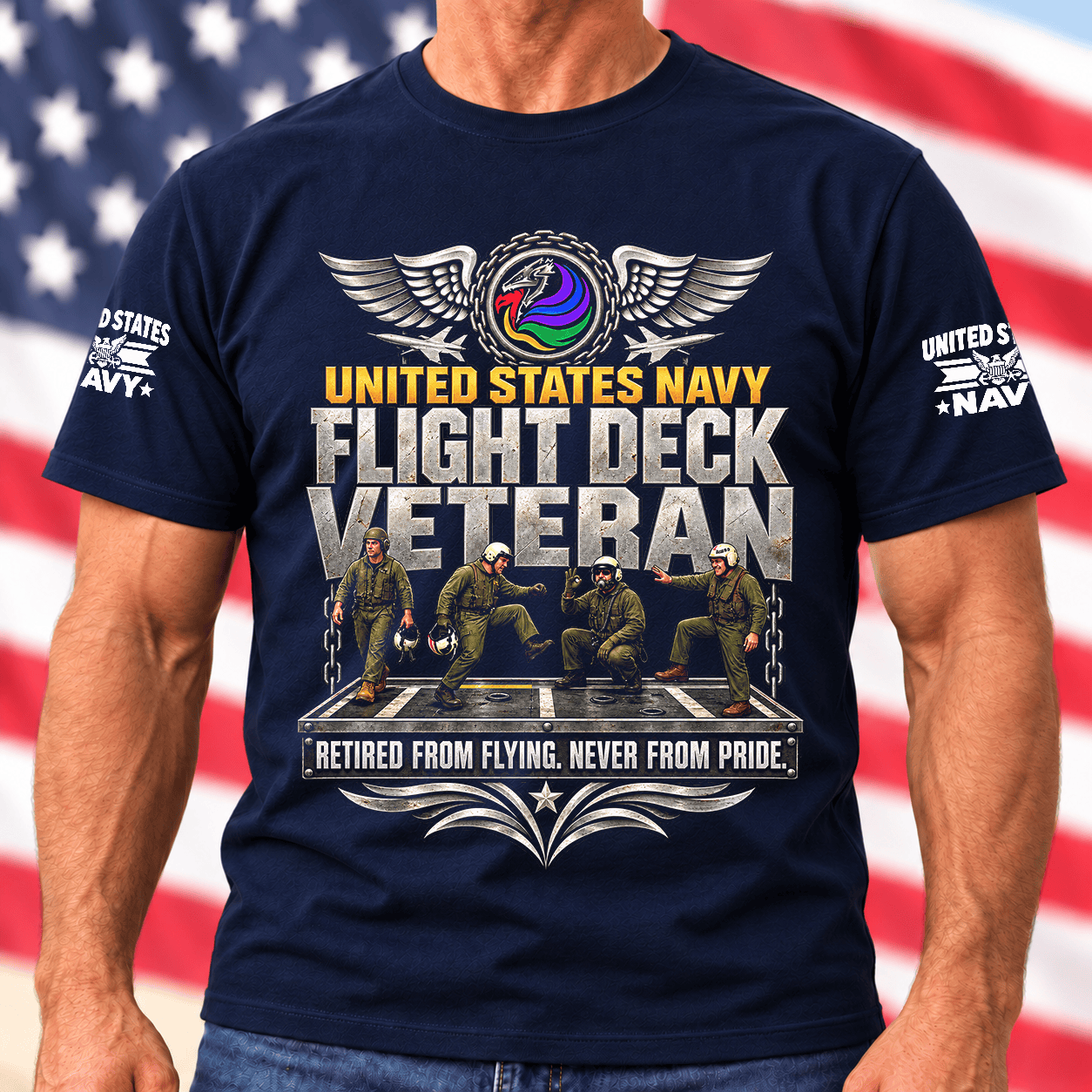 Navy Flight Deck Veteran Retired From Flying Never From Pride T Shirt Hoodie Baseball Cap Gift For Men T-shirt Navy