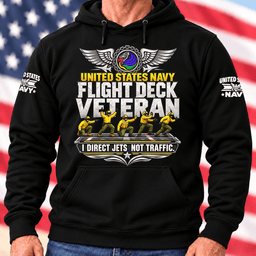 Navy Flight Deck Veteran I Direct Jets Not Traffic T Shirt Hoodie Baseball Cap Gift For Men Hoodie Black