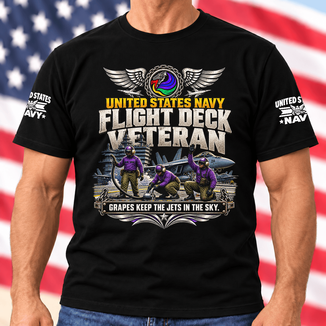 Navy Flight Deck Veteran Grapes Keep The Jets In The Sky T Shirt Hoodie Baseball Cap Gift For Men T-shirt Black