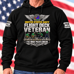 Navy Flight Deck Veteran I Fix What Pilots Break T Shirt Hoodie Baseball Cap Gift For Men Hoodie Black