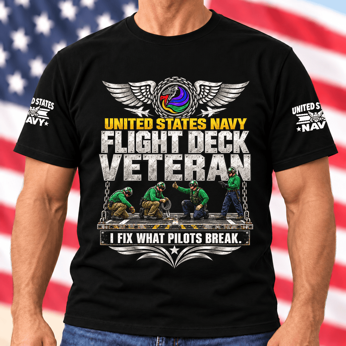 Navy Flight Deck Veteran I Fix What Pilots Break T Shirt Hoodie Baseball Cap Gift For Men T-shirt Black