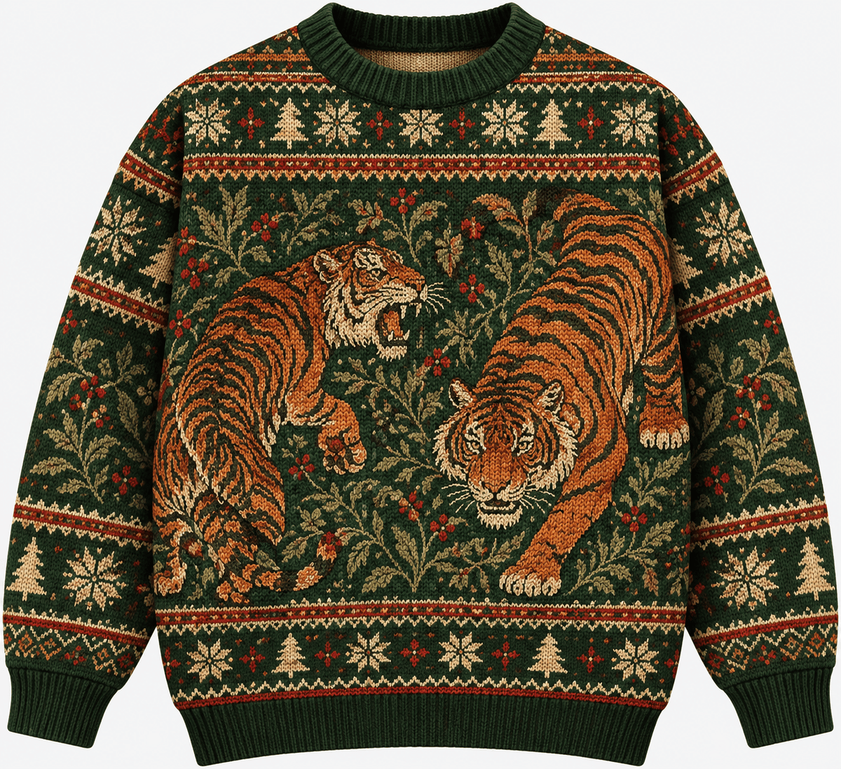 Tiger Jungle Tapestry Ugly Christmas Sweater Gift For Tiger Lovers