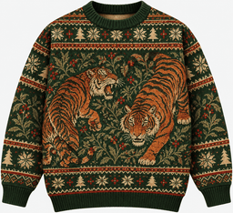 Tiger Jungle Tapestry Ugly Christmas Sweater Gift For Tiger Lovers