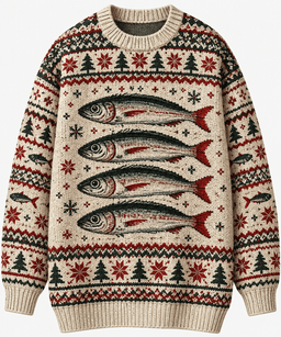 Fish Fair Isle Ugly Christmas Sweater Gift For Fishing Lovers
