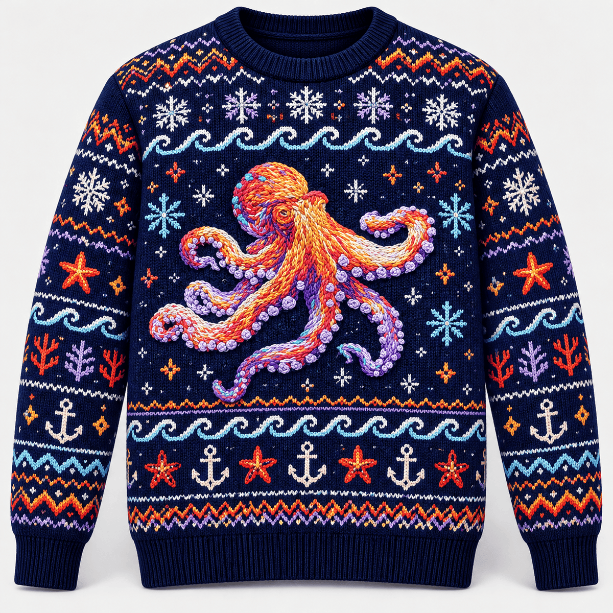Octopus Nautical Ugly Christmas Sweater Gift For Ocean Lovers