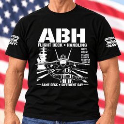 Navy ABH Flight Deck Handling Same Deck Different Day T Shirt Hoodie Baseball Cap Gift For Men T-shirt Black