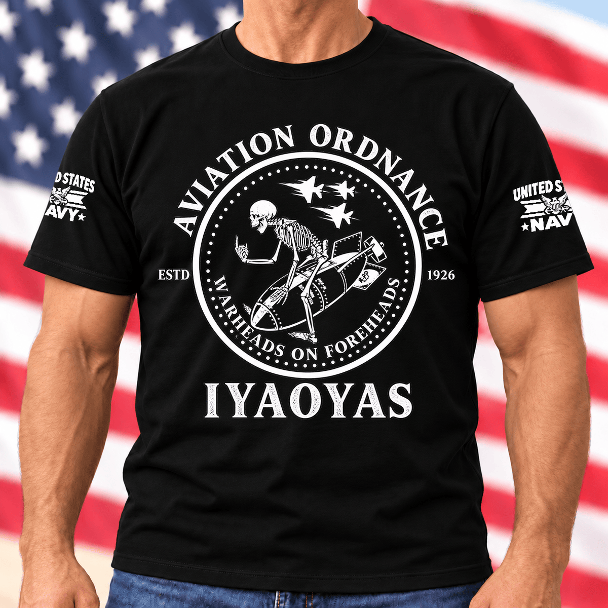 Navy Aviation Ordnance Warheads On Foreheads Skeleton T Shirt Hoodie Baseball Cap Gift For Men T-shirt Black