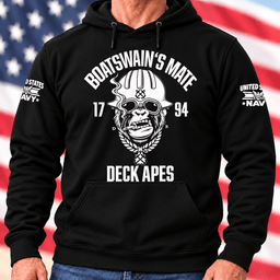 Navy Boatswains Mate Deck Apes Skull T Shirt Hoodie Baseball Cap Gift For Men Hoodie Black