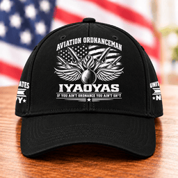 Navy Aviation Ordnanceman IYAOYAS American Flag T Shirt Hoodie Baseball Cap Gift For Men Baseball Cap Black