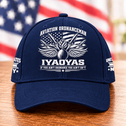 Navy Aviation Ordnanceman IYAOYAS American Flag T Shirt Hoodie Baseball Cap Gift For Men Baseball Cap Navy