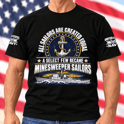 Navy Minesweeper Sailors All Sailors Are Created Equal T Shirt Hoodie Baseball Cap Gift For Men T-shirt Black