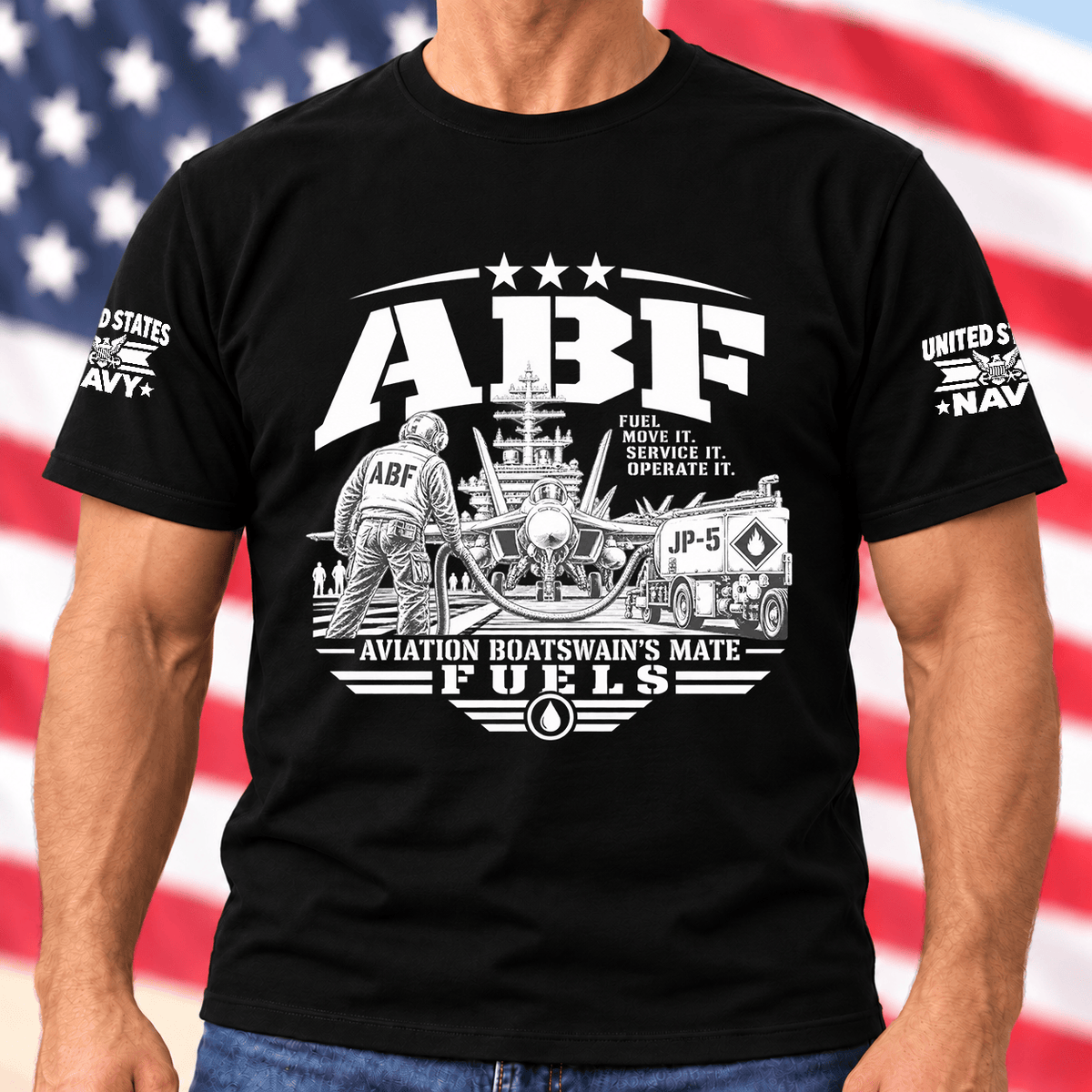 Navy ABF Aviation Boatswains Mate Fuels T Shirt Hoodie Baseball Cap Gift For Men T-shirt Black