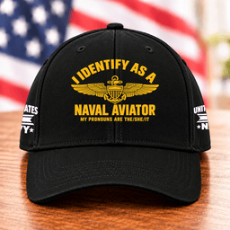 I Identify As A Naval Aviator T Shirt Hoodie Baseball Cap Gift For Navy Pilots Baseball Cap Black
