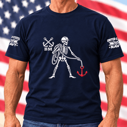 Navy Boatswains Mate Skeleton Anchor T Shirt Hoodie Baseball Cap Gift For Men T-shirt Navy
