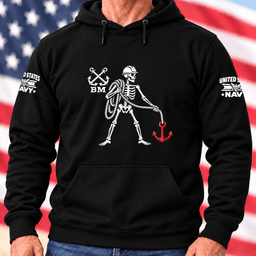 Navy Boatswains Mate Skeleton Anchor T Shirt Hoodie Baseball Cap Gift For Men Hoodie Black