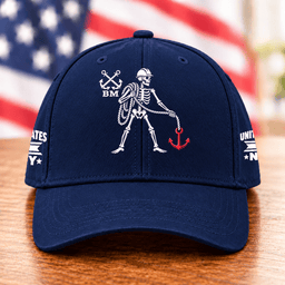 Navy Boatswains Mate Skeleton Anchor T Shirt Hoodie Baseball Cap Gift For Men Baseball Cap Navy