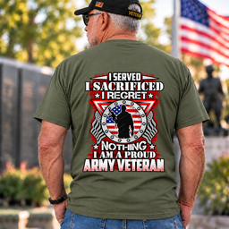 Army Veteran I Served I Sacrificed I Regret Nothing T Shirt Gift For Veteran Dad Army Green Back
