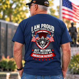 Proud American Patriot Eagle Flag T Shirt Gift For Veterans Navy Back