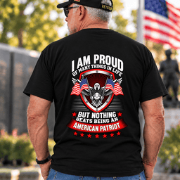 Proud American Patriot Eagle Flag T Shirt Gift For Veterans Black Back