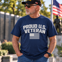 I Was A Veteran Before It Was Popular American Flag T Shirt Gift For Men Navy Front