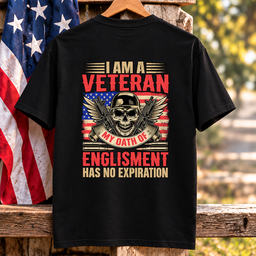 Veteran Oath Of Enlistment Has No Expiration Skull T Shirt Gift For Men Black Hang