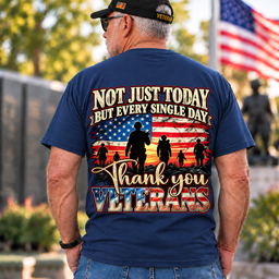 Not Just Today But Every Single Day Thank You Veterans T Shirt Gift For Men Navy Back