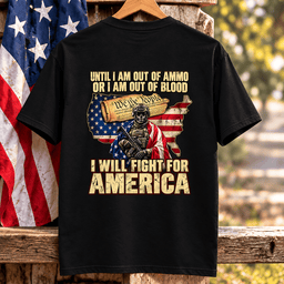 I Will Fight For America Constitution Veteran T Shirt Gift For Men Black Hang