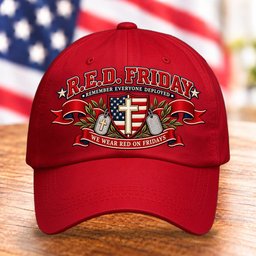Red Friday Remember Everyone Deployed Printed Hat
