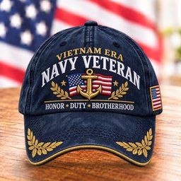 Vietnam Era Navy Veteran Hat, Honor Duty Brotherhood Baseball Cap - Picture 1