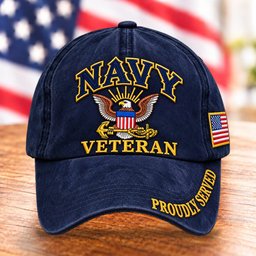 U.S. Navy Veteran Eagle Hat, Proudly Served Military Baseball Cap - Navy