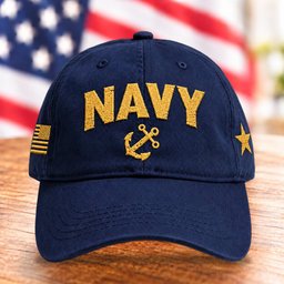 U.S. Navy Anchor Hat, Military Veteran Baseball Cap - Dark Blue
