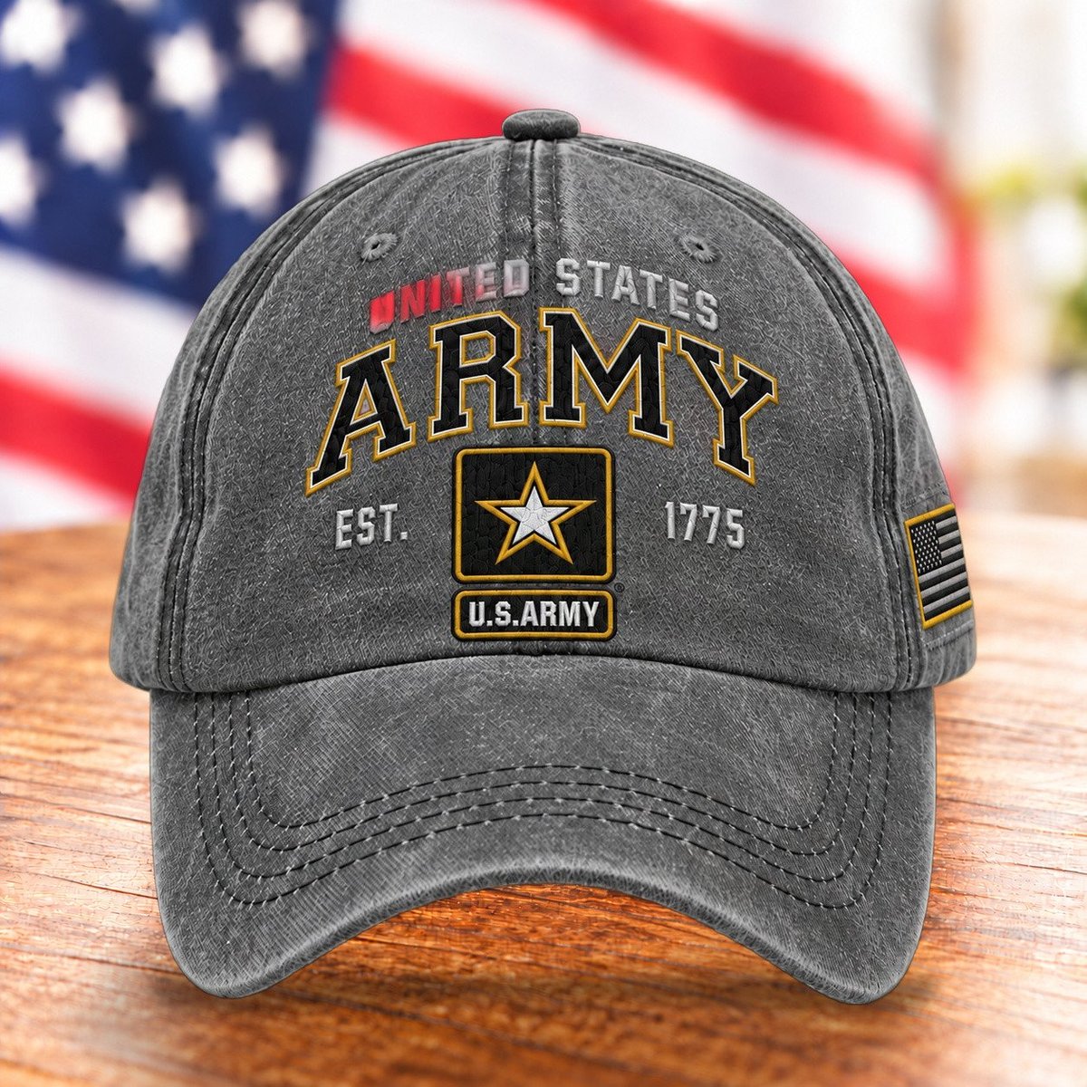 United States Army Est. 1775 Hat, U.S. Army Star Grey Baseball Cap - Grey
