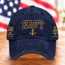 United States Navy Anchor Hat, Patriotic Military Veteran Baseball Cap - Picture 1