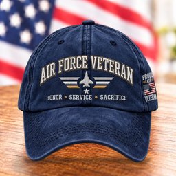 U.S. Air Force Veteran Hat, Honor Service Sacrifice Star Baseball Cap - Picture 1