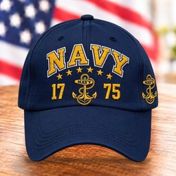 U.S. Navy 1775 Hat, Patriotic Anchor and Stars Baseball Cap - Picture 1