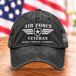 U.S. Air Force Veteran Wings Hat, Honor Service Sacrifice Baseball Cap - Dark Grey