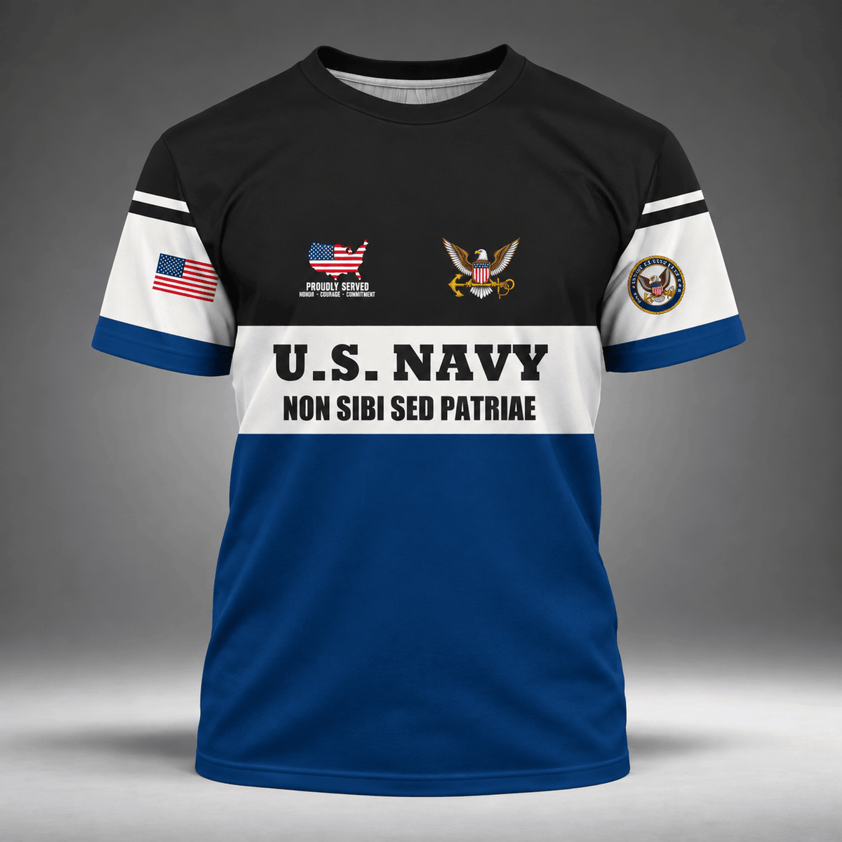 Tin Can Sailor U.S. Navy Destroyer Veteran Polo Shirt, Navy Veteran Shirts - T-Shirt - front - Minimal Gray Studio Backdrop