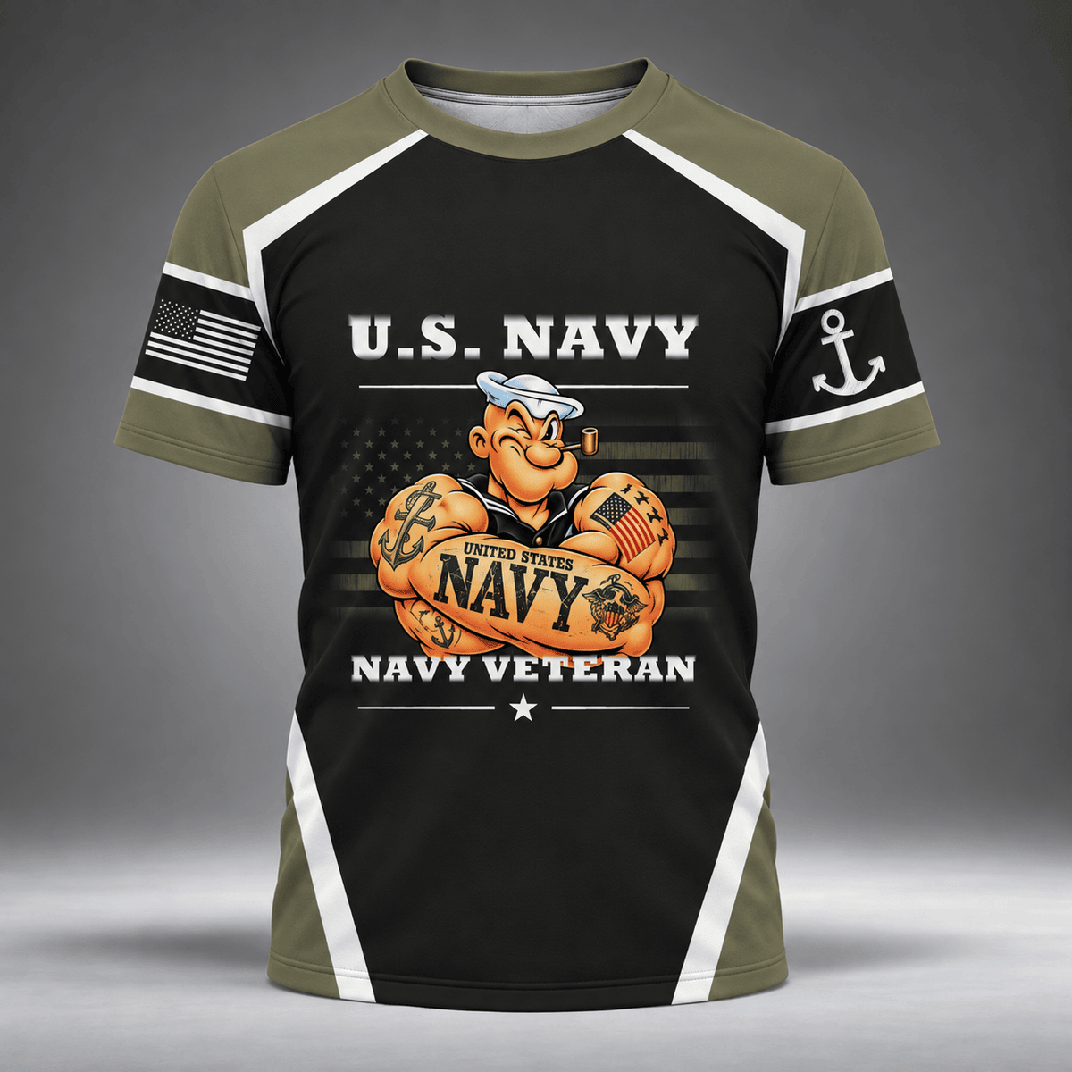 U.S. Navy Sailor Veteran Polo Shirt, Navy Veteran Shirts, Gifts for Navy Veterans - T-Shirt - front - Minimal Gray Studio Backdrop