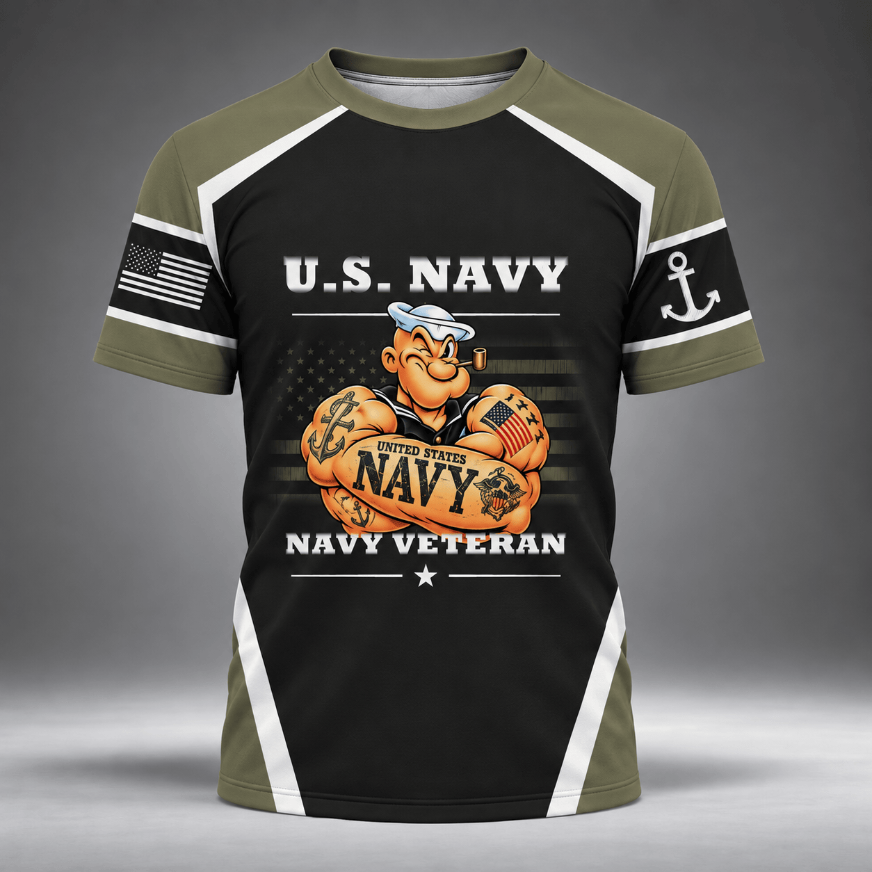 U.S. Navy Sailor Veteran Polo Shirt, Navy Veteran Shirts, Gifts for Navy Veterans - T-Shirt - front - Minimal Gray Studio Backdrop