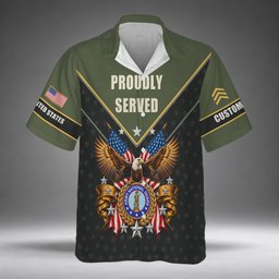 Proudly Served Army National Guard Veteran Polo Shirt, Military Veteran Shirts - Hawaii Shirt - front - Minimal Gray Studio Backdrop