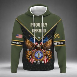 Proudly Served Army National Guard Veteran Polo Shirt, Military Veteran Shirts - Hoodie - front - Minimal Gray Studio Backdrop
