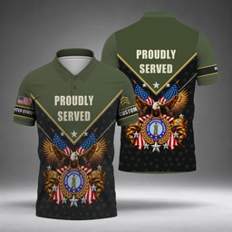 Proudly Served Army National Guard Veteran Polo Shirt, Military Veteran Shirts - Polo Shirt - front - Minimal Gray Studio Backdrop