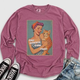 Retro Crazy Cat Lady Long Sleeve Tee