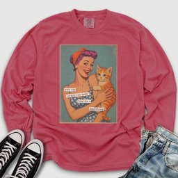 Retro Crazy Cat Lady Long Sleeve Tee