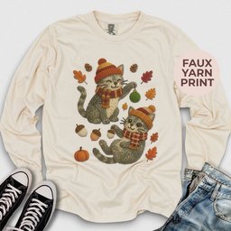 Fall Yarn Cats Long Sleeve Tee
