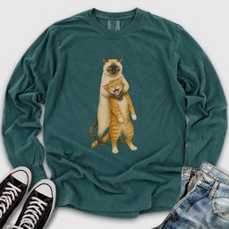 Siamese Ginger Cat Headlock Long Sleeve Tee
