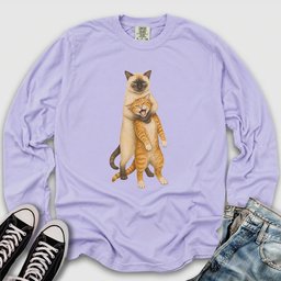 Siamese Ginger Cat Headlock Long Sleeve Tee