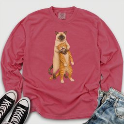 Siamese Ginger Cat Headlock Long Sleeve Tee